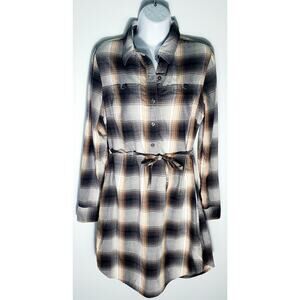 Patagonia Womens Tan Black Flannel knee Length Dress Size 6 Western Casual Boho